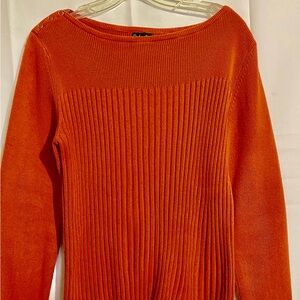 Rafaella Women's Crew Neck Sweater Size L Burnt Orange Long Sleeve Pullover Knit